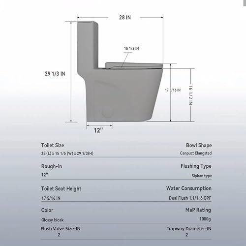 HRVEOCEI Gray One Piece Toilets for Bathrooms (Light Gray)